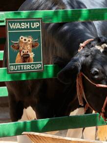 1pc Iron Hanging Decoration, Modern Flower & Cattle Pattern Wall Hanging For Home - Multicolor - View 2