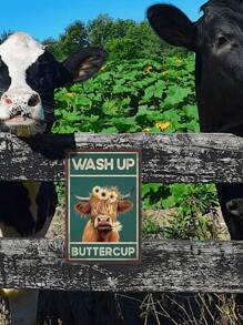 1pc Iron Hanging Decoration, Modern Flower & Cattle Pattern Wall Hanging For Home - Multicolor - View 3