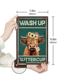 1pc Iron Hanging Decoration, Modern Flower & Cattle Pattern Wall Hanging For Home - Multicolor - View 4