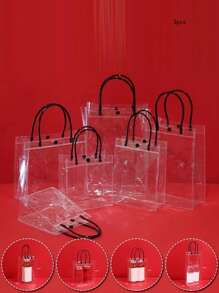 3 bolsas transparentes de PVC, bolsa de embalaje impermeable de plástico, bolsa transparente - Negro - Ver 1