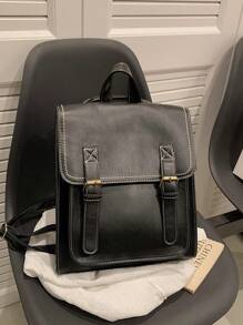 Ba lô đeo vai thời trang và thanh lịch với màu sắc đơn giản, đường chỉ may ô tô và kiểu dáng đa năng, hoàn hảo cho việc mua sắm và du lịch - màu đen - Xem 1