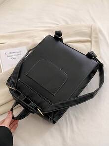 Ba lô đeo vai thời trang và thanh lịch với màu sắc đơn giản, đường chỉ may ô tô và kiểu dáng đa năng, hoàn hảo cho việc mua sắm và du lịch - màu đen - Xem 5