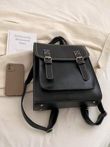 Ba lô đeo vai thời trang và thanh lịch với màu sắc đơn giản, đường chỉ may ô tô và kiểu dáng đa năng, hoàn hảo cho việc mua sắm và du lịch - màu đen - Xem 6