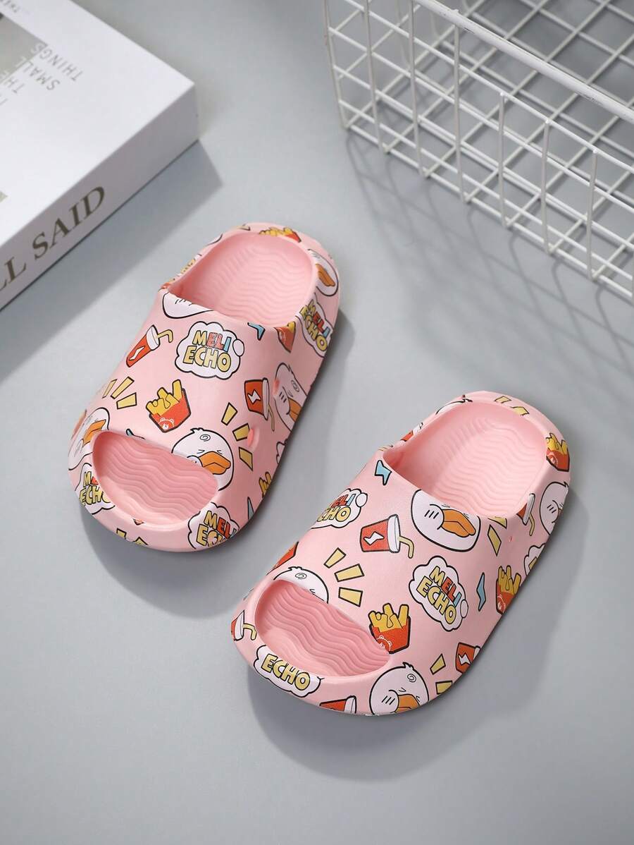 Chicas Zapatillas alimento patrón con banda única para exterior - Rosa - Ver 1