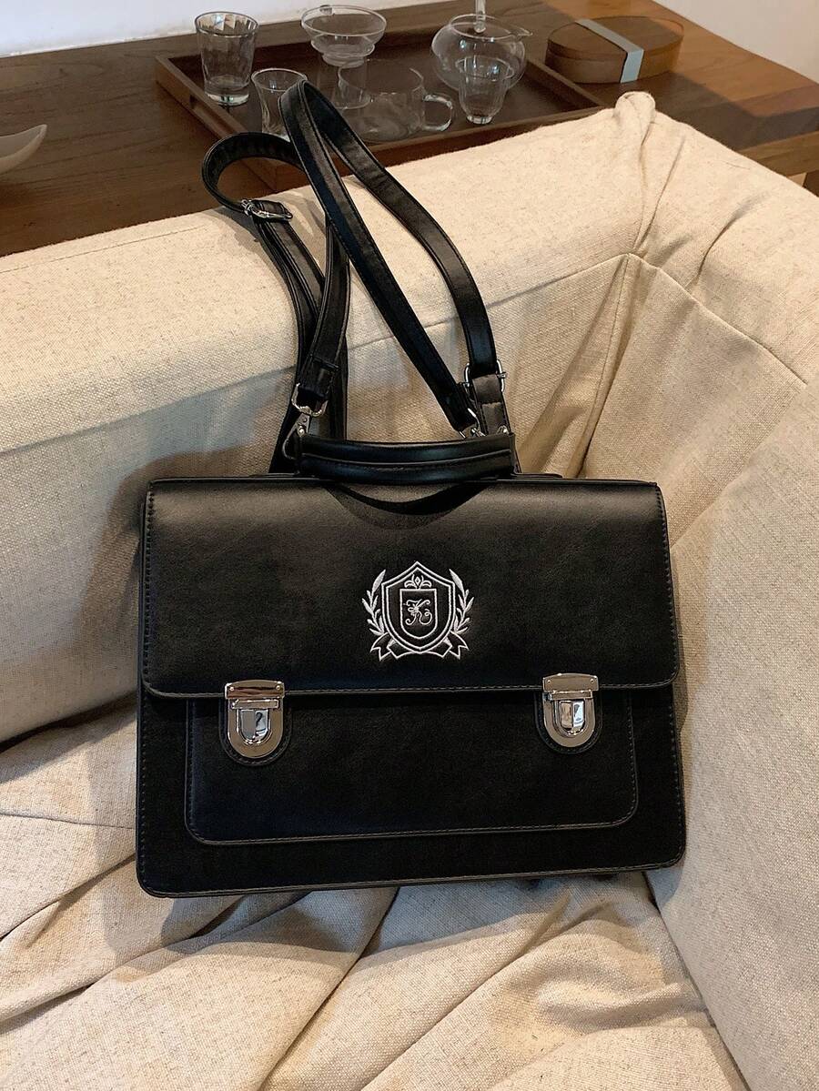 Balo Thời Trang Mini Thiết Kế Thêu Khóa Đẩy - màu đen - Xem 1