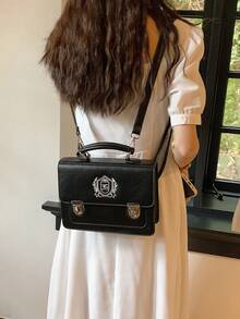 Balo Thời Trang Mini Thiết Kế Thêu Khóa Đẩy - màu đen - Xem 2