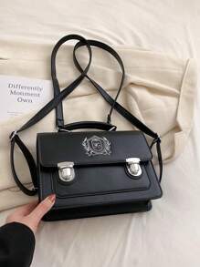 Balo Thời Trang Mini Thiết Kế Thêu Khóa Đẩy - màu đen - Xem 4