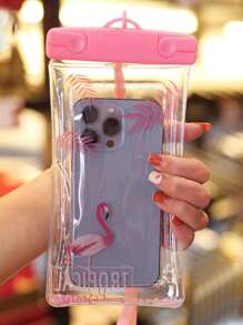 1 件装流沙气囊防水手机袋卡通可爱防水外壳密封触摸屏潜水保护套基础款游泳包游泳者热带海岸氛围沙滩包适合游泳夏季岛屿度假海滩配件适合女孩男孩男士女士 - 粉色 - 查看 2