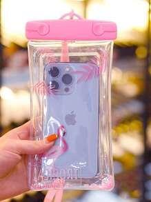 1 件装流沙气囊防水手机袋卡通可爱防水外壳密封触摸屏潜水保护套基础款游泳包游泳者热带海岸氛围沙滩包适合游泳夏季岛屿度假海滩配件适合女孩男孩男士女士 - 粉色 - 查看 3