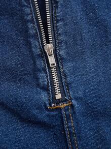 SHEIN ICON 翻蓋口袋魚尾裙下擺牛仔半身裙