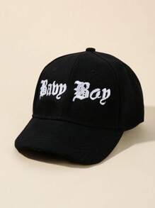 兒童字母刺繡時尚棒球帽適用於戶外遊玩 - 黑色 - 查看 1