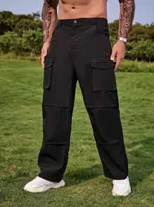 Manfinity LEGND Men Flap Pocket Side Cargo Trousers - Black - View 1