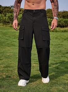 Manfinity LEGND Men Flap Pocket Side Cargo Trousers - Black - View 4