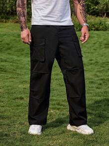 Manfinity LEGND Men Flap Pocket Side Cargo Trousers - Black - View 7