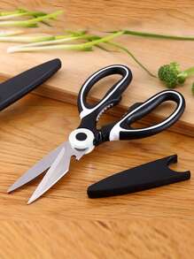 1pc Multi-Functional Kitchen Chicken Bone Scissors With Thick Stainless Steel, Household Black & White Panda Design Food Scissors, Strong