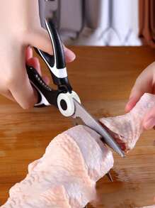 1pc Multi-Functional Kitchen Chicken Bone Scissors With Thick Stainless Steel, Household Black & White Panda Design Food Scissors, Strong