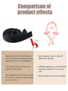 1pc Satin No-heat Hair Roller, Sleeping Hair Curler - Black - View 4