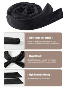 1pc Satin No-heat Hair Roller, Sleeping Hair Curler - Black - View 5