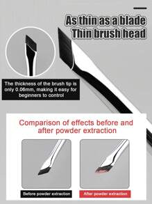 1 件斜扁刀刃眉刷 0.06 毫米超细纤维斜角化妆刷化妆工具 - 黑色 - 查看 3