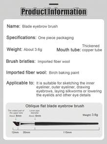 1 件斜扁刀刃眉刷 0.06 毫米超细纤维斜角化妆刷化妆工具 - 黑色 - 查看 5