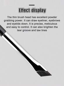 1 件斜扁刀刃眉刷 0.06 毫米超细纤维斜角化妆刷化妆工具 - 黑色 - 查看 6