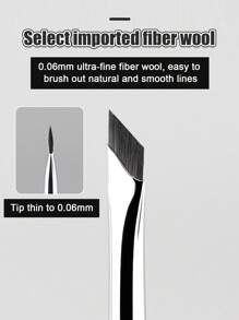 1 件斜扁刀刃眉刷 0.06 毫米超细纤维斜角化妆刷化妆工具 - 黑色 - 查看 7