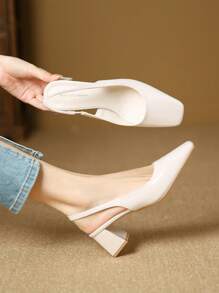 Xin Jing Shoes Giày lười đế cao mới thời trang cho nữ, giày cao gót đi làm đơn giản - Màu be - Xem 2