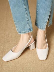 Xin Jing Shoes Giày lười đế cao mới thời trang cho nữ, giày cao gót đi làm đơn giản - Màu be - Xem 3