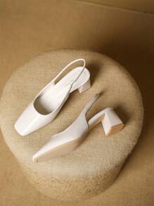 Xin Jing Shoes Giày lười đế cao mới thời trang cho nữ, giày cao gót đi làm đơn giản - Màu be - Xem 5