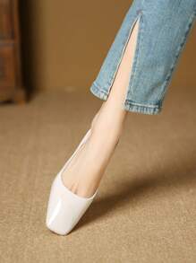 Xin Jing Shoes Giày lười đế cao mới thời trang cho nữ, giày cao gót đi làm đơn giản - Màu be - Xem 7