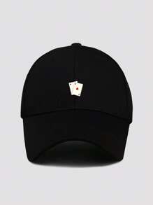 1頂男士撲克印花時尚棒球帽，適用於日常休閒 - 黑色 - 查看 1