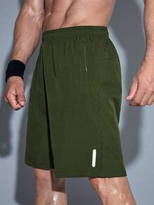 Manfinity Sport Corelite Hombres Shorts deportivos con bolsillo con cremallera - Verde militar - Ver 6