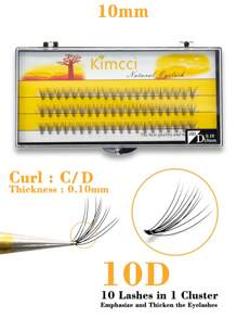 KIMCCI 1盒0.10 C/D捲曲10毫米局部假睫毛 - 黑色 - 查看 1