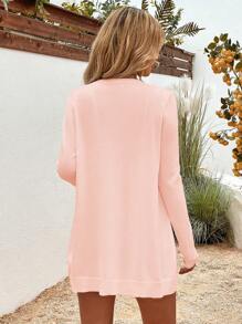 EMERY ROSE Solid Casual Design Cardigan Fall Winter Cloth For Women - Pink - View 2