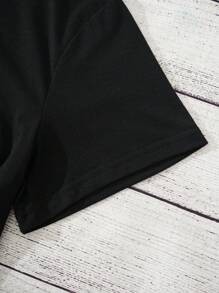 SHEIN EZwear Áo thun Plus size Hoạt hình Slogan Giải trí - màu đen - Xem 3