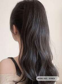 中等卷馬尾合成纖維接髮 - 黑色 - 查看 2