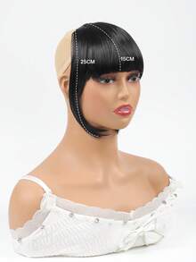 Clip In Short Straight Synthetic Hair Bangs - Black - View 4
