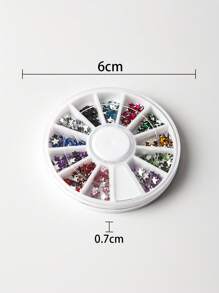1盒/12格圆形美甲装饰，含12种颜色五角星水钻，DIY指甲饰品，美甲宝石，美甲用品，指甲 - 彩色 - 查看 6