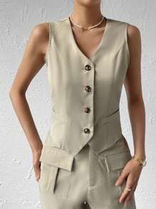 Chiquease Solid Button Front Waistcoat