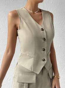 Chiquease Solid Button Front Waistcoat