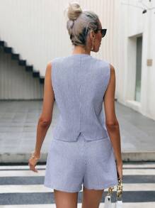 GENKIRA In sọc Áo khoác Vest & Quần short Trang phục làm việc - Nhiều màu - Xem 2