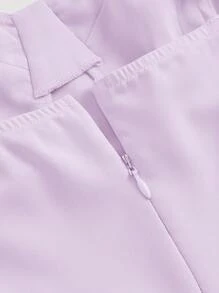 SHEIN MOD 素色肩上打結吊帶連衣裙 - 紫丁香色 - 查看 3