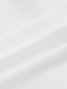 SHEIN MOD Mock Neck Lettuce Trim Crop Perspective White Top,Sheer White Mesh Long Sleeve Top For Wedding, Party, Reception, Engagement, Anniversary, Holiday, Dinner, Formal, Gatherings, Lightweight, Elegant Shirts, Soft Fabric, Slim Fit, Layering, Cropped Style - White - View 4