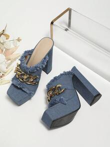 Xăng đan Cao gót Nữ - Màu xanh bụi bặm - Xem 4