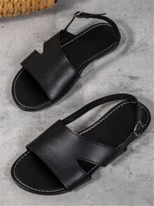 女士加大码简约平底沙滩凉鞋