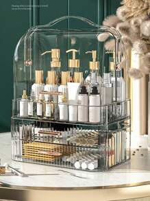 Clear Makeup Organizer,Room,Home,Bedroom,Bathroom,House,Pink Room,Living Room Decor,Travel Stuff,Gift Bag,Gifts For Mom,Dad,Men,Friends,Teacher,Birthday,Wedding,Desk,Shelves,Accessories,Gift Boxes,Funny Gift,Storage - Clear - View 1