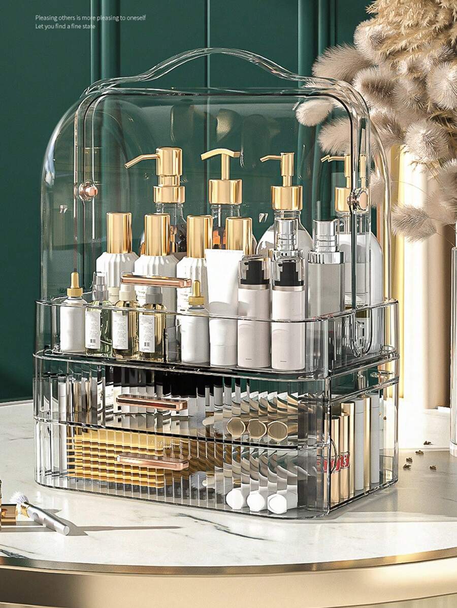 Clear Makeup Organizer,Room,Home,Bedroom,Bathroom,House,Pink Room,Living Room Decor,Travel Stuff,Gift Bag,Gifts For Mom,Dad,Men,Friends,Teacher,Birthday,Wedding,Desk,Shelves,Accessories,Gift Boxes,Funny Gift,Storage - Clear - View 1