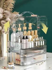 Clear Makeup Organizer,Room,Home,Bedroom,Bathroom,House,Pink Room,Living Room Decor,Travel Stuff,Gift Bag,Gifts For Mom,Dad,Men,Friends,Teacher,Birthday,Wedding,Desk,Shelves,Accessories,Gift Boxes,Funny Gift,Storage - Clear - View 2