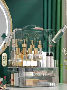 Clear Makeup Organizer,Room,Home,Bedroom,Bathroom,House,Pink Room,Living Room Decor,Travel Stuff,Gift Bag,Gifts For Mom,Dad,Men,Friends,Teacher,Birthday,Wedding,Desk,Shelves,Accessories,Gift Boxes,Funny Gift,Storage - Clear - View 3