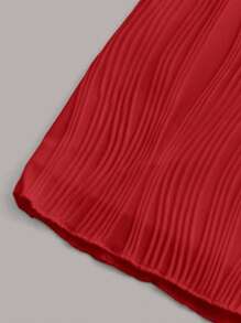 SHEIN ICON 前扭結不對稱下擺抹胸上衣和包臀半身裙 - 紅色 - 查看 4